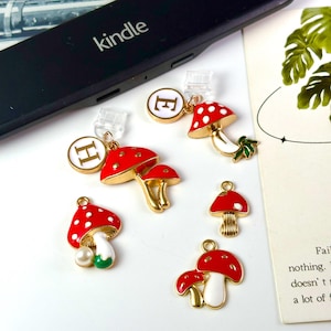 Custom Mushroom Kindle Charm, Phone Charm, Dust Plug Charm, E-Reader Accessory, Gift for Bookish