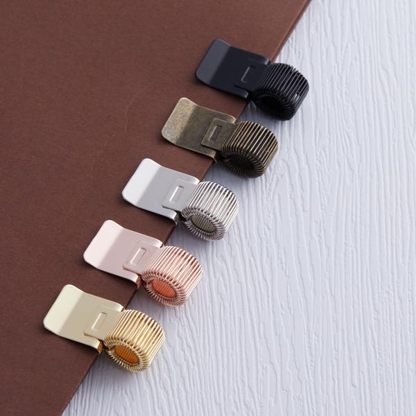 Metal Spring Pen Holder with Retractable Spring, Stationery Pen Loop, Bookmark Pen Clip for Planner, Journal