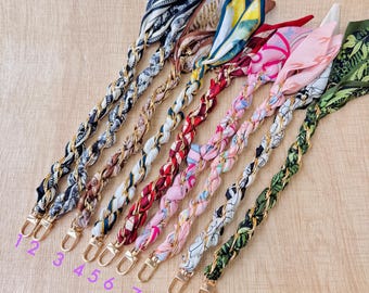 Personalized Handmade Floral Bag Charm, Silk Scarf Purse Strap, Custom Handbag Keychains, Bag Accessories, Gift for Women