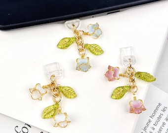 Charm para Kindle con diseño de lirio de los valles, charm floral para tapón antipolvo, accesorio para lector electrónico, regalo para amantes de la lectura.