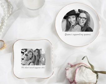 Benutzerdefinierte Bestie Foto Trinket Dish, personalisierte Schmuck Ring Tablett, Keramik Tablett für Schwester, beste Freunde Hochzeitsgeschenk