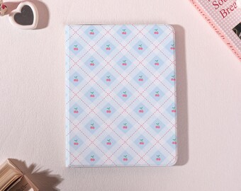 Blue Gingham Cherry iPad Case with Auto Wake for iPad Pro 2025 13" 11",iPad Air 7/6/5th,iPad 7/8/9th Mini 8.3" 7.9" Cover,Personalized Gift