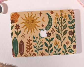 Sun Moon Floral MacBook Hard Case,MacBook Air 13/15" 2025,MacBook Pro 13 14 15 16 Inch,M1 M2 M3 M4 M5 Laptop Cover,Personalized Gift