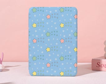 Pastel Blue Star Dot Kindle Case,Kindle Paperwhite 10/11/12th Cover,Kobo Libra/Clara Case,Fancy Case with Auto Wake/Sleep,Custom e-Reader