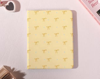Yellow Bow Polka Dot iPad Case with Auto Wake for iPad Pro 2025 13" 11",iPad Air 7/6/5th,iPad 7/8/9th Mini 8.3" 7.9" Cover,Personalized Gift