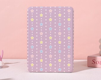Lavender Star Stripe Kindle Case,Kindle Paperwhite 10/11/12th Cover,Kobo Libra/Clara Case,Fancy Case with Auto Wake/Sleep,Custom e-Reader