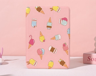 Cute Kawaii Ice Cream Kindle Case,Kindle Paperwhite 10/11/12th Cover,Kobo Libra/Clara Case,Fancy Case with Auto Wake/Sleep,Custom e-Reader