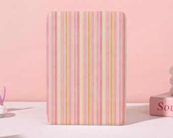 Pink and Yellow Stripe Kindle Case,Kindle Paperwhite 10/11/12th Cover,Kobo Libra/Clara Case,Fancy Case with Auto Wake/Sleep,Custom e-Reader