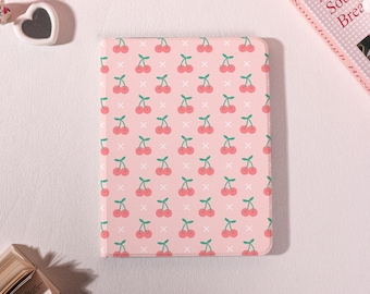 Pink Cherry Pattern iPad Case with Auto Wake for iPad Pro 2025 13" 11",iPad Air 7/6/5th,iPad 7/8/9th Mini 8.3" 7.9" Cover,Personalized Gift