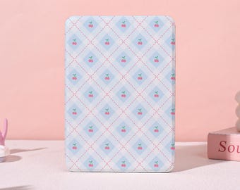 Blue Gingham Cherry Kindle Case,Kindle Paperwhite 10/11/12th Cover,Kobo Libra/Clara Case,Fancy Case with Auto Wake/Sleep,Custom e-Reader