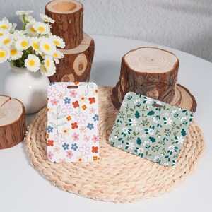 Porta-cartões floral, porta-cartões personalizado, porta-crachás de identificação, porta-crachás de capa dura, porta-cartões, porta-crachás e cartão horizontal/vertical