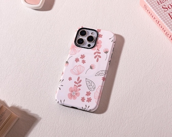 Pink Boho Floral iPhone Tough Case,Personalized MagSafe Phone Case,iPhone 17e 17 16 15 14 13 12 Pro Max Plus Mini Case,iPhone Accessories