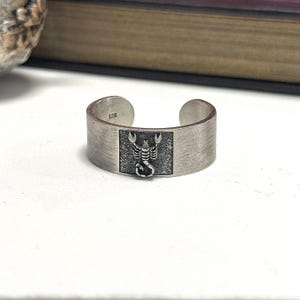 Sterling Silver Scorpion Ring – Adjustable 925 Scorpio Ring for Men & Women – Gothic Zodiac Biker Jewelry, Fathers Day