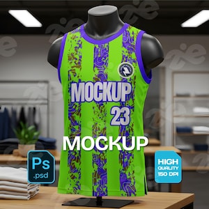 Basketball Jersey Mockup PSD: Editable Sportswear Template (Digital Download