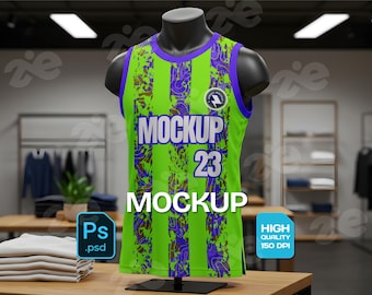 Basketball Jersey Mockup PSD: Editable Sportswear Template (Digital Download