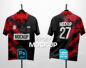 eSports Jersey Mockup PSD: Front Back View, Gamer Team Merch Template