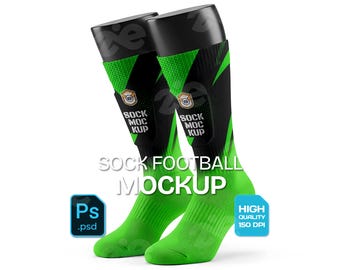 All-Over Print Socks Mockup: Sublimation Crew Sock Template (PSD, JPG, PDF Downloadable Files)