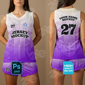 Women&#39;s Basketball Jersey Mockup PSD: Editable Teamwear Design (Digital Download)