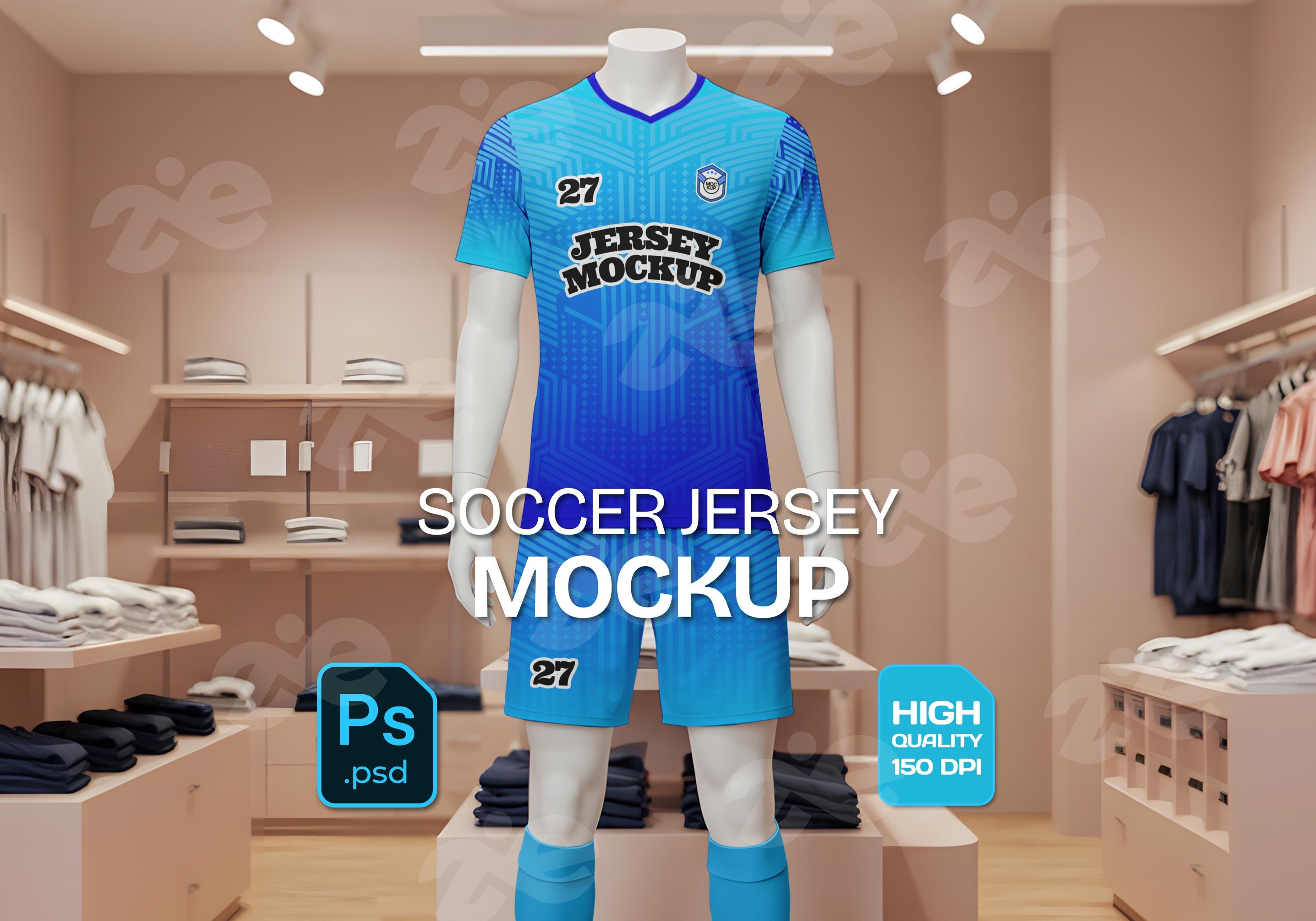 Football Jersey Mockup PSD: Editable Sportswear Template (digital