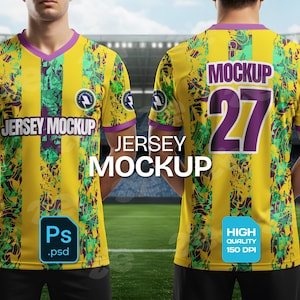 Soccer Jersey Mockup – Front Back PSD Tech Pack, Football Shirt Template for Clothing Brand, Pro Apparel Startup Kit