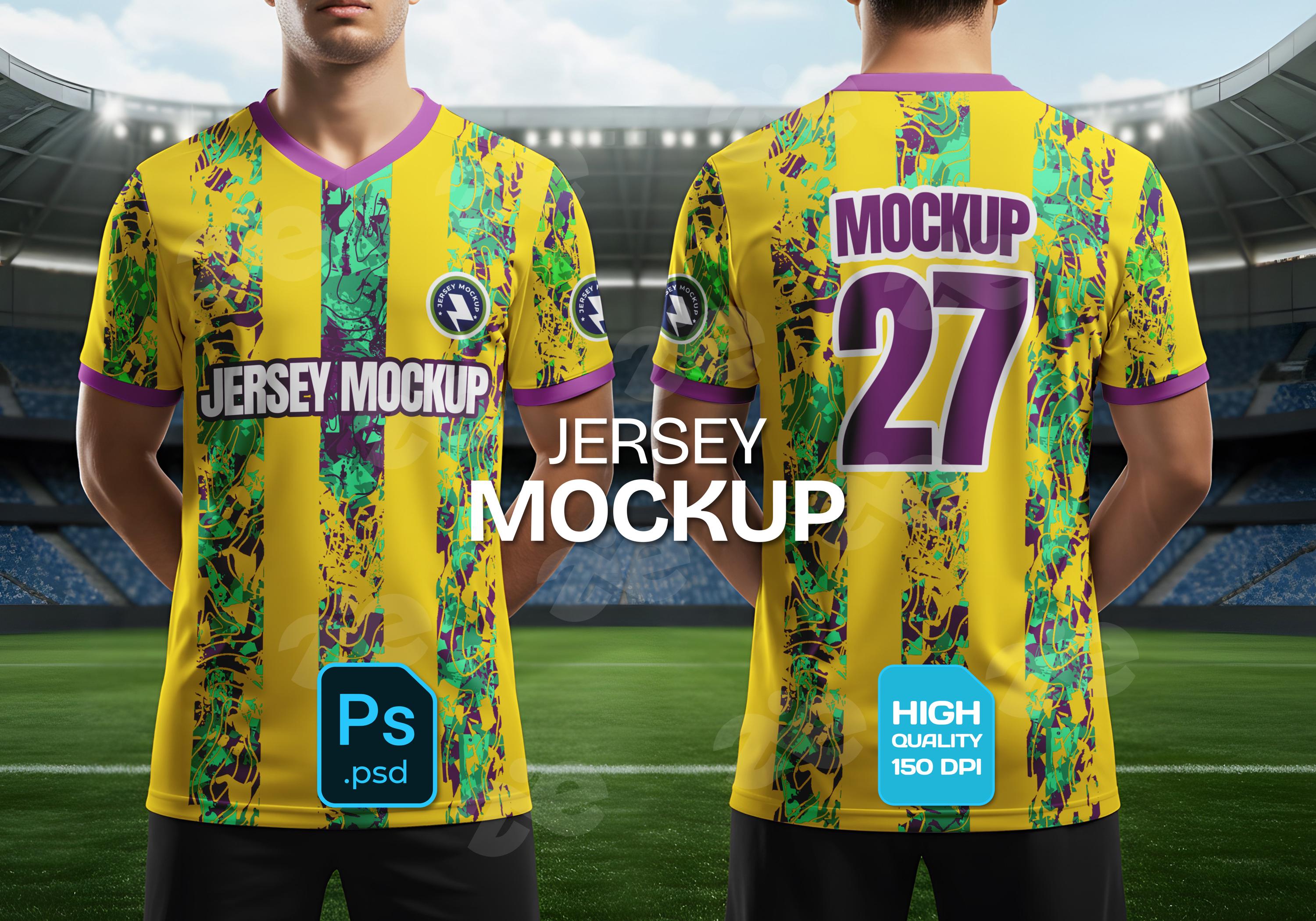 Soccer Jersey Mockup: Front Back PSD Template for Apparel Brands
