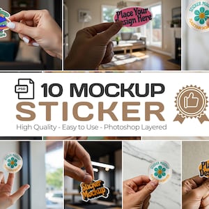 10 Sticker mockup, sticker mock up, sticker mockups, label mockup, sticker display, sticker template, mockup bundle, sticker mockup