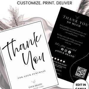 Editable Canva Thank You Card Template | Minimalist Business Packaging Insert (Digital Download)
