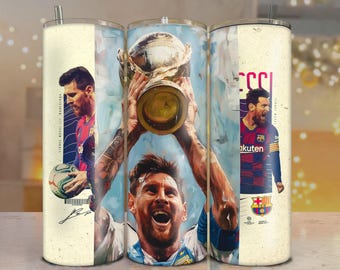 Soccer Legend Cup Tumbler Wrap – Argentina Football Champion Design – 20oz Sublimation PNG