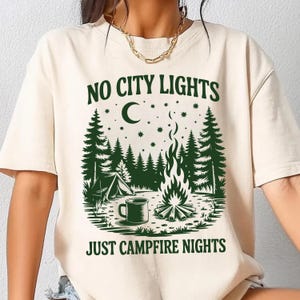 No City Lights Just Campfire Nights Shirt, Rustic Camping Tee, Cozy Retro Mountain Shirt, Outdoor Adventure T Shirt, Nature Trip Outfit