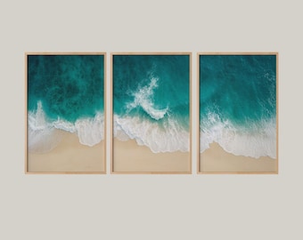 Set of 3 Ocean Waves Prints: Printable Beach Poster Set (Digital Download)
