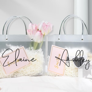 Personalized Gift Bags, Custom Bridesmaid Gift Bags, Bachelorette Party Bag,Welcome Gift Bags,Bridal Party Gift Bags, Wedding Clear Gift Bag