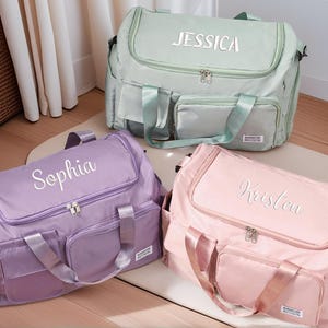 Personalized Embroidered Duffle Bag,Custom Name Weekender Bag, Duffle Bag with Name, Travel Bag for Her, Initial Gym Bag, Overnight Bag
