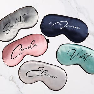 Customized Sleep Mask Satin,Personalized Sleep Eye Mask,Cute Bridesmaid Gift,Pajamas Robe Party and Bridal Party Gift,Bachelorette Party