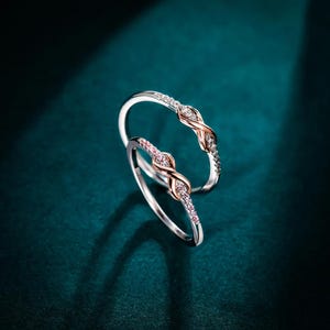 Rose Gold Infinity Twist Bangle – 0.50 CT Moissanite & White Diamond Bracelet, 14K Solid Gold, Dainty Pink White Stone Gift for Her.