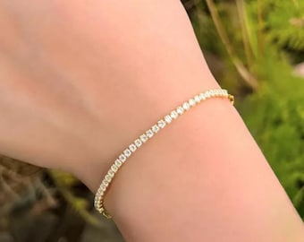 Lab Grown Diamond Bracelet – 1.50 CT Round Cut, 14k Gold