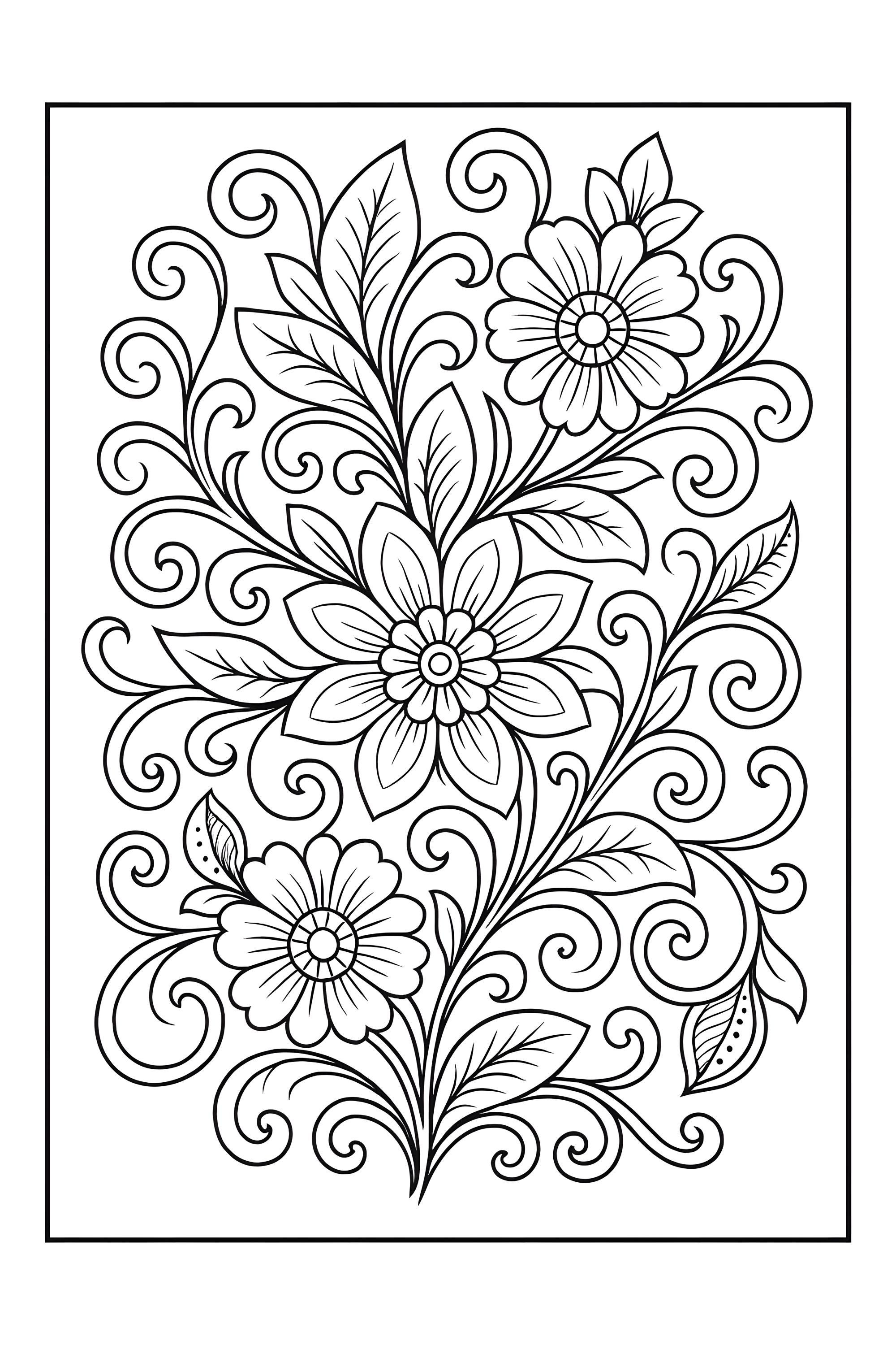 100 Coloring Pages PDF – Adult Flowers, Mandalas, Fantasy, Whimsical ...