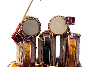 Original African Talking Drum from Nigeria with Wooden Beater - Yoruba Ilu Gangan