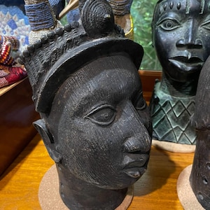 African Benin Bronze Head Sculpture from Nigeria