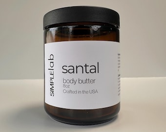 SANTAL 33 Inspired Whipped Body Butter, Natural Body Butters: Shea Cocoa and Mango Blend, No Water, Glass Jar, Cactus Seed Oil Moisturizer