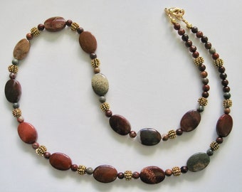 Apple Jasper Stone Bead Necklace