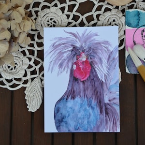 Lève-tôt, va te faire voir ! - Carte postale, coq, aquarelle, animal, illustration