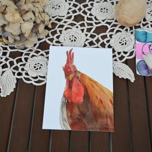 ¡Bob está enamorado! - Postal, gallo, postal de acuarela, tarjeta de animal, ilustración