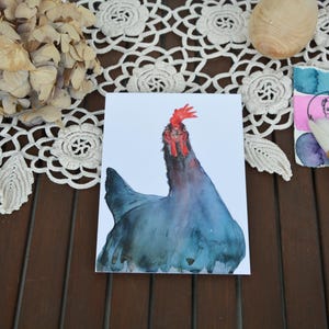 La malhumorada Lumi - postal, pollo, postal de acuarela, tarjeta de animal, ilustración