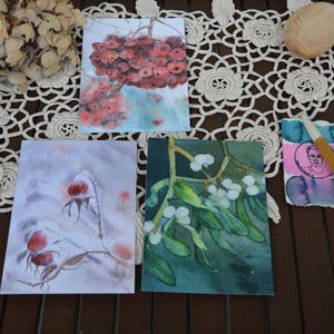Postcard set Floral 1 - 3 pcs postcards, blossom, botanical motifs, watercolor postcard, floral, illustration