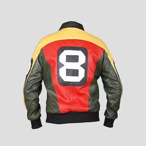 8 Ball Men’s Multicolor Bomber Leather Jacket