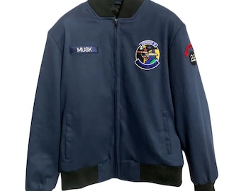 Blue Elon Musk Bomber Jacket: USAFA Inspired Outerwear