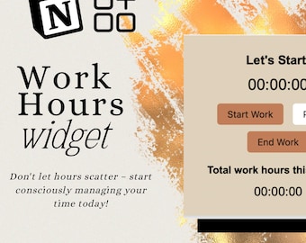 Work Hours Tracker Widget for Notion – Efficient Time Management Tool, Instant Digital Download