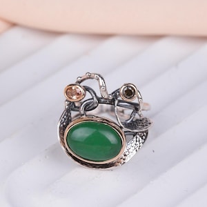 Green Agate & Zircon Women’s Ring –Gold-Plated Ottoman Style Jewelry – Timeless Elegance – Hürrem Sultan Inspired Statement Ring,Sultan Ring