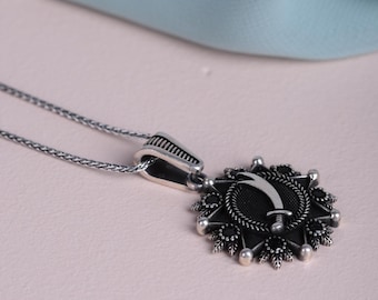 Zulfiqar Sword Necklace Black Zircon | Sterling Silver Islamic Pendant | Shia Sword Jewelry | Men Sword Necklace | Gift for Him,Men Necklace