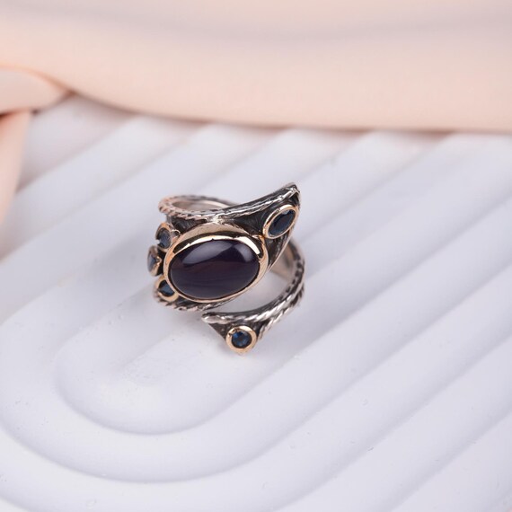 Adjustable Blue Lapis Ring – Avant-Garde Ottoman Style – Elegant Gift for Valentine’s Day – Perfect Women's Jewelry Gift, Women Ring,
